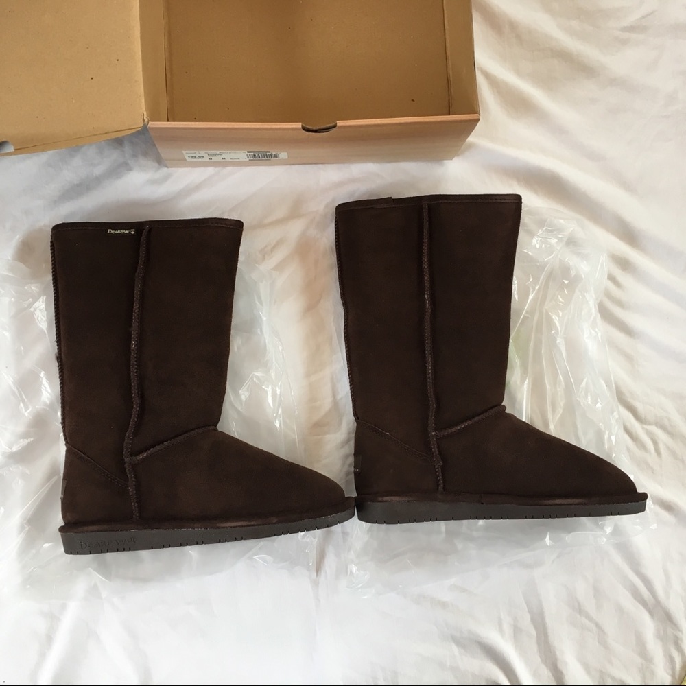 BearPaw Women's Tall Suede Winter Boots - Dark Brown